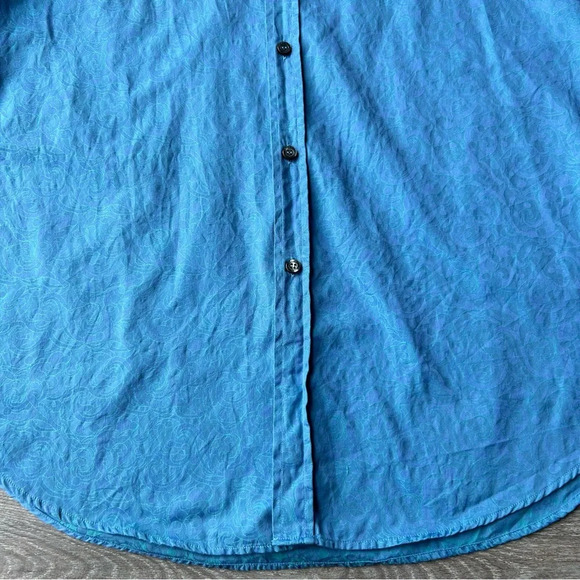 Versace Collection Blue Paisley Pattern Slim Fit Button Down  Shirt - Picture 12 of 15